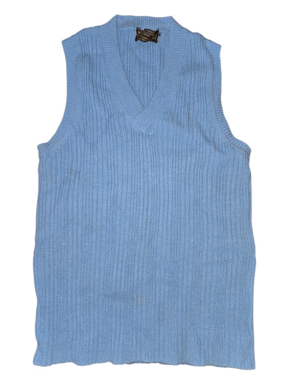 Vintage jcpenney Light Blue Ribbed V-Neck Sweater Vest Size M